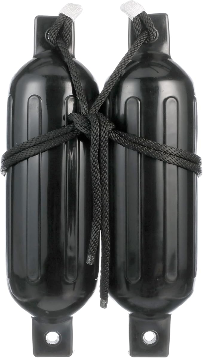 Seachoice Kit Defensas Twin Eye Listada Negra (Incluye 2 defensas + 2 cabos)